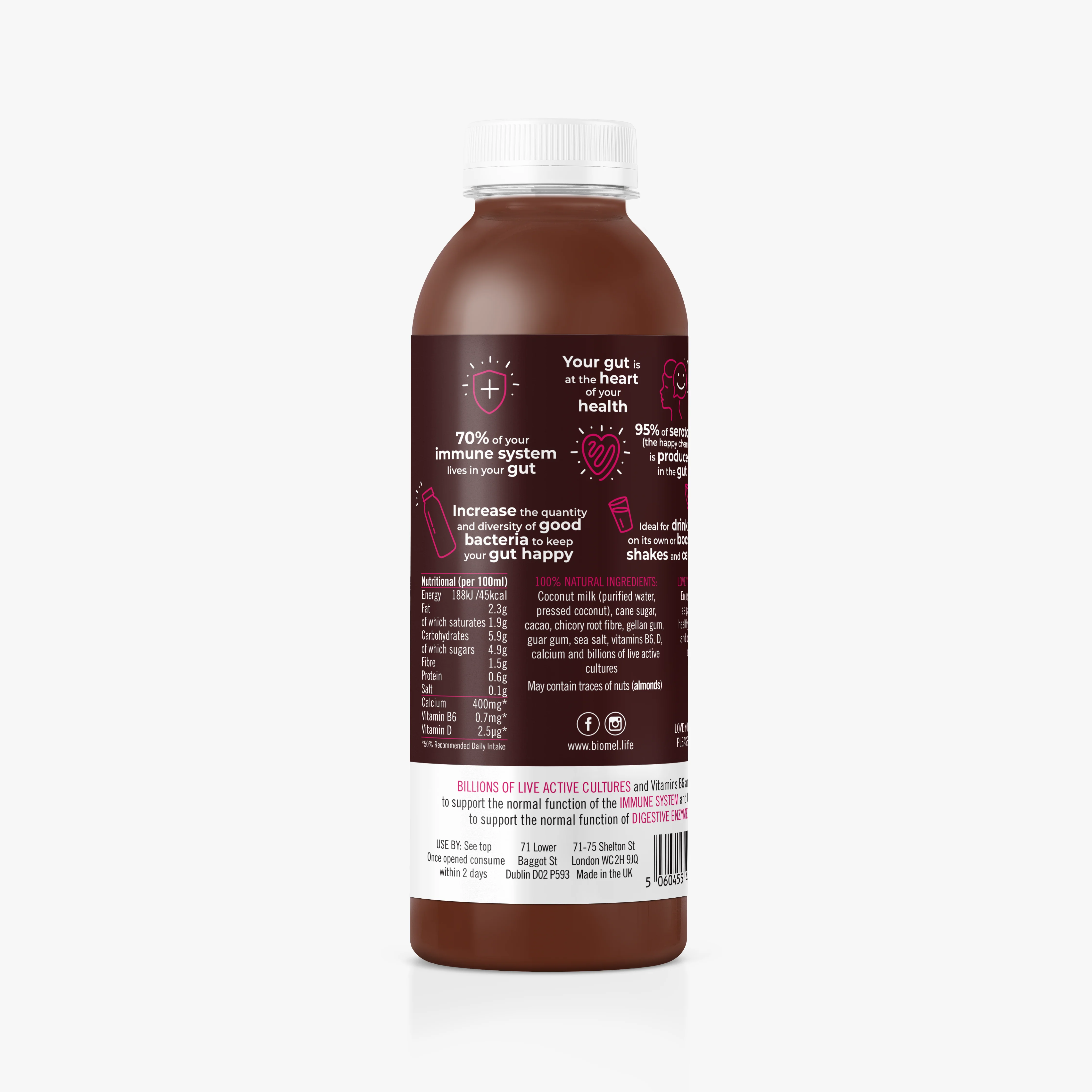 Belgian Chocolate Dairy-Free Gut Health Drinks (9 Bottles x 510ml @ £3.60 each) - Image 2